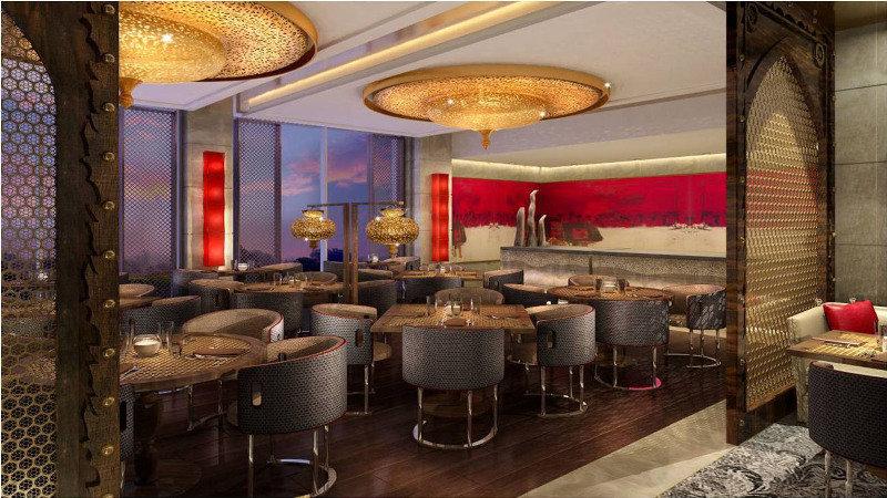 The Leela Ambience Convention Hotel Delhi Nova Deli Restaurante foto The interior of the restaurant